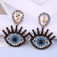 Fashion Metal Flashing Diamond Devil's Eye Earrings Wholesale Nihaojewelry sku image 3