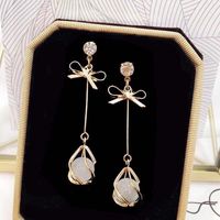 Explosive Korean Temperament Wild Simple Sexy 925 Silver Needle Fashion Long Opal Earrings main image 2