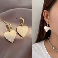 Korea S925 Silver Needle Milky White Love Earrings Temperament Fashion Atmospheric Earrings Simple Wild Earrings main image 4