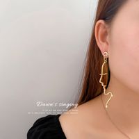 Ins Style Minimalist Fun Face Earrings Hollow Abstract Earrings Korean Personality Design Exaggerated Long Earrings main image 3