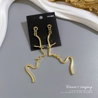 Ins Style Minimalist Fun Face Earrings Hollow Abstract Earrings Korean Personality Design Exaggerated Long Earrings main image 4
