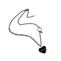 Creative Love Stainless Steel Necklace Colorless Sweater Chain Simple Splicing Necklace Jewelry Cool Trendy Personality main image 3