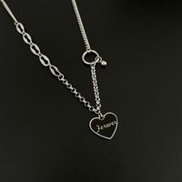 Creative Love Stainless Steel Necklace Colorless Sweater Chain Simple Splicing Necklace Jewelry Cool Trendy Personality main image 4