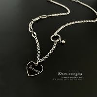 Creative Love Stainless Steel Necklace Colorless Sweater Chain Simple Splicing Necklace Jewelry Cool Trendy Personality main image 5