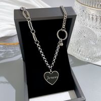 Creative Love Stainless Steel Necklace Colorless Sweater Chain Simple Splicing Necklace Jewelry Cool Trendy Personality main image 6