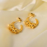 Fashion Style 18k Gold Stainless Steel Retro Winding C-shaped Earrings Geometric Earrings main image 5