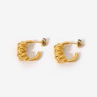 Fashion Style 18k Gold Stainless Steel Retro Winding C-shaped Earrings Geometric Earrings main image 6