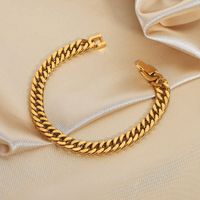 European And American 7.3mm Thick Cuban Chain Bracelet 18k Gold-plated Stainless Steel Bracelet main image 1