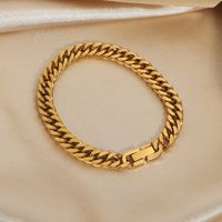 European And American 7.3mm Thick Cuban Chain Bracelet 18k Gold-plated Stainless Steel Bracelet main image 5