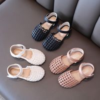 Girls' Baotou Sandals Summer 2021 New Knitted Hollow Princess Shoes Korean Version Medium And Big Kids Soft Sole Beach Shoes main image 3