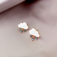 Japan And South Korea Fashion Earrings Cloud Raindrops Pendant Rhinestone Resin Stud Earrings Wholesale main image 5