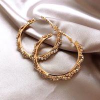 S925 Silver Needle Micro-inlaid Zircon Circle Earrings New Style Temperament Diamonds Chain-wrapped Big Earrings sku image 1