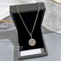 Stainless Steel Colorless Necklace Trendy Cool Personality Clavicle Chain Light Luxury Niche Pendant Hip Hop Ornaments sku image 1