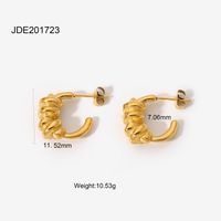Fashion Style 18k Gold Stainless Steel Retro Winding C-shaped Earrings Geometric Earrings sku image 1