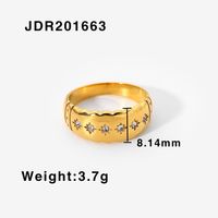 Estilo Europeo Y Americano 6 Anillo De Diamantes De Imitación De Estrella De Ocho Puntas Joyería A Prueba De Agua Joyería De Acero Inoxidable Chapado En Oro De 18 Quilates sku image 2