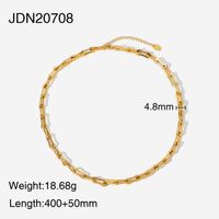 European And American Hip-hop Stacking Accessories Titanium Steel Plated 18k Stainless Steel Gold Thick Chain Necklace sku image 1