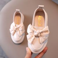 Girls' Leather Shoes Spring And Autumn British Style Bow Princess Shoes Children's Single Shoes Soft Sole Casual Shoes sku image 1