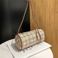 Plaid Fold Drawstring Nylon Cloth Messenger Bag sku image 1