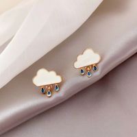 Japan And South Korea Fashion Earrings Cloud Raindrops Pendant Rhinestone Resin Stud Earrings Wholesale sku image 1