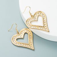 1 Pair Exaggerated Bohemian Heart Shape Plating Inlay Alloy Turquoise Rhinestones Gold Plated Drop Earrings main image 4