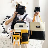 Canvas Large-capacity Korean Style Contrast Color Backpack Wholesale Nihaojewelry main image 5