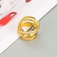 Neue Art Und Weise Hohler 18k Kupfer Mehrschichtiger Eingelegter Zirkonring Großhandel Nihaojewelry main image 4