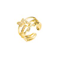 Neue Art Und Weise Hohler 18k Kupfer Mehrschichtiger Eingelegter Zirkonring Großhandel Nihaojewelry main image 6