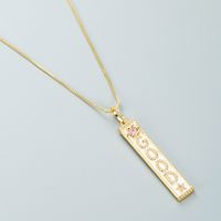 Copper Inlaid Zircon Color Dripping Oil Square Letter Pendant Simple Necklace Wholesale Jewelry Nihaojewelry main image 4