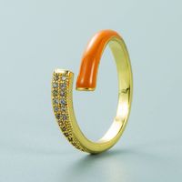 كوريا الأزياء النحاس مطعمة الزركون اللون قطرة النفط افتتاح حلقة الجملة Nihaojewelry main image 5