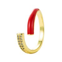 Korea Fashion Copper Inlaid Zircon Color Drop Oil Opening Ring Wholesale Nihaojewelry main image 3