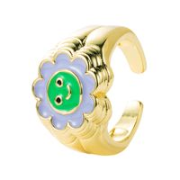 Fashion Copper Color Oil Drip Sun Flower Smiley Face Open Ring Wholesale Nihaojewelry main image 6