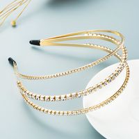 Fashion Alloy Diamond Inlaid Pearl Three-layer Thin Headband Wholesale Nihaojewelry main image 3