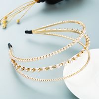 Fashion Alloy Diamond Inlaid Pearl Three-layer Thin Headband Wholesale Nihaojewelry main image 4