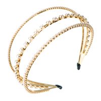 Fashion Alloy Diamond Inlaid Pearl Three-layer Thin Headband Wholesale Nihaojewelry main image 6