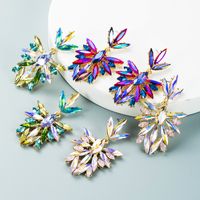 Retro Color Rhinestone Flower Full Diamond Long Earrings Wholesale Nihaojewelry main image 2