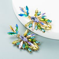 الرجعية اللون حجر الراين زهرة كامل الماس الأقراط الطويلة الجملة Nihaojewelry main image 4