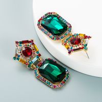 Fashion Geometric Colored Diamond Series Square Pendant Earrings Wholesale Nihaojewelry main image 5