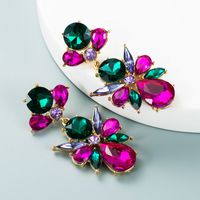 Boucles D&#39;oreilles Diamant En Verre Coloré En Alliage Géométrique De Mode En Gros Nihaojewelry main image 4