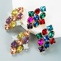 Fashion Color Rhinestone Series Rhombus Earrings Wholesale Nihaojewelry main image 1