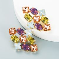 Fashion Color Rhinestone Series Rhombus Earrings Wholesale Nihaojewelry main image 4