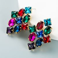 Fashion Color Rhinestone Series Rhombus Earrings Wholesale Nihaojewelry main image 5