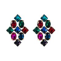 Fashion Color Rhinestone Series Rhombus Earrings Wholesale Nihaojewelry main image 6