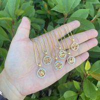 12 Constellation Pendant Copper Micro-inlaid Diamond Necklace Wholesale Nihaojewelry main image 1