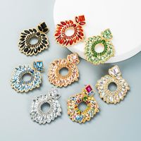 Geometric Flower Inlaid Color Rhinestones Pendant Earrings Wholesale Nihaojewelry main image 9