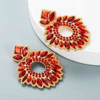 Geometric Flower Inlaid Color Rhinestones Pendant Earrings Wholesale Nihaojewelry sku image 2