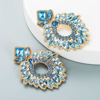 Geometric Flower Inlaid Color Rhinestones Pendant Earrings Wholesale Nihaojewelry sku image 4