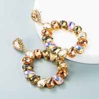 Colored Glass Diamond Hollow Drop-shaped Pendant Earrings Wholesale Nihaojewelry main image 1