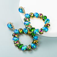 Colored Glass Diamond Hollow Drop-shaped Pendant Earrings Wholesale Nihaojewelry main image 3