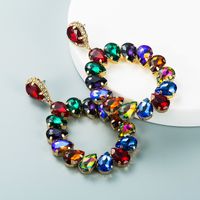 Colored Glass Diamond Hollow Drop-shaped Pendant Earrings Wholesale Nihaojewelry main image 5