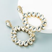 Colored Glass Diamond Hollow Drop-shaped Pendant Earrings Wholesale Nihaojewelry main image 6
